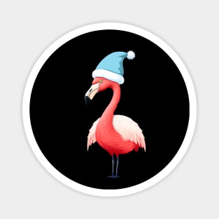 Funny Flamingo Santa Tropical Christmas Magnet